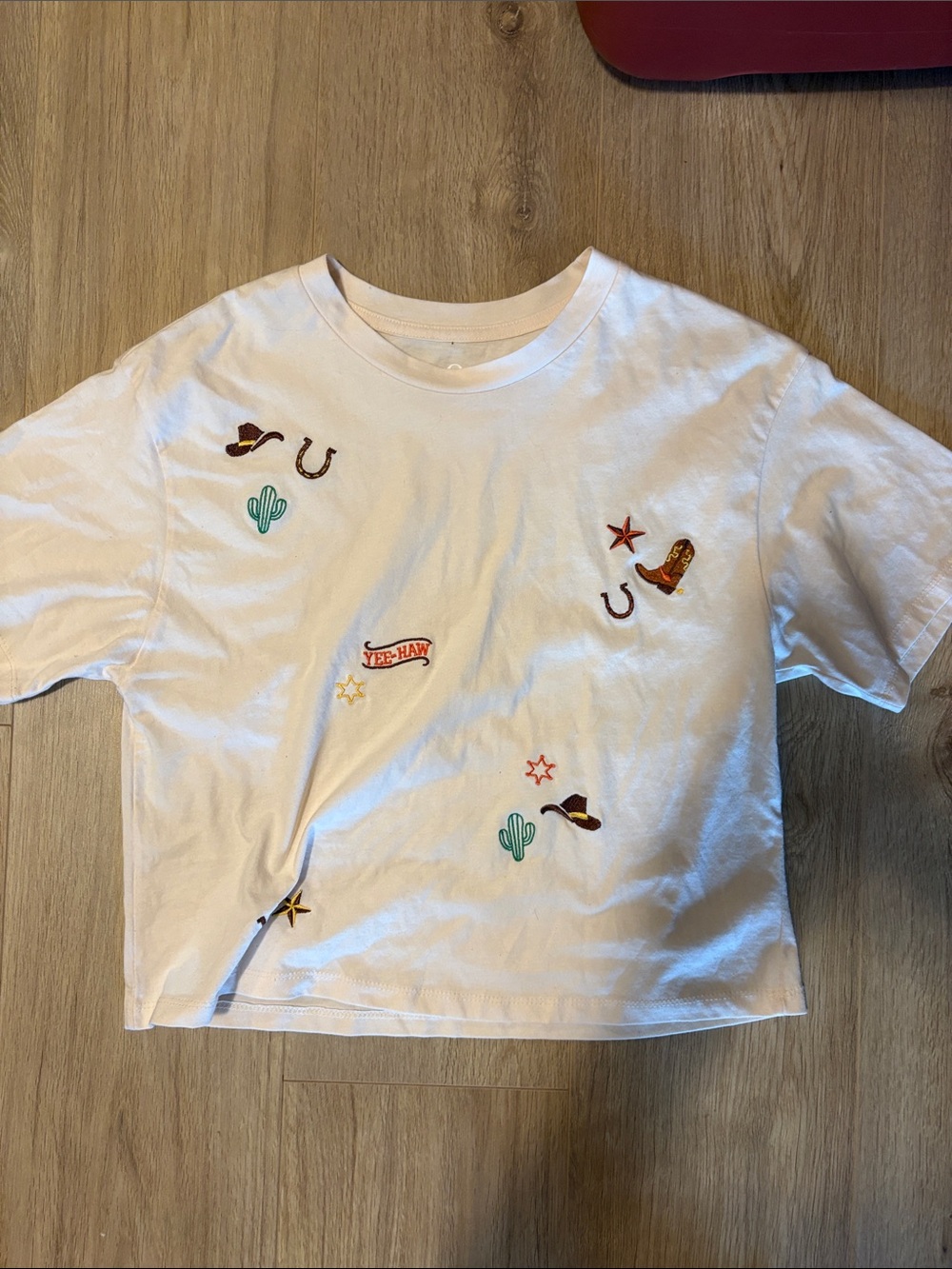 Ladies small White Western Embroidered Tee